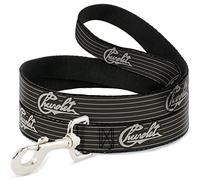 Buckle-Down Chevrolet Heritage Script/Stripe carbón/Tan Pet Leash, 6 '-1/2"