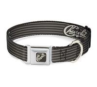 Buckle-Down Chevrolet Heritage Script/Stripe Charcoal/Tan cinturón de Seguridad para Perro Collar, 1" x 15-26"/Grande