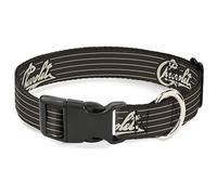Buckle-Down Chevrolet Heritage Script/Stripe Charcoal/Tan Collar de plástico con Clip, 1/2" x 9-15"/Grande