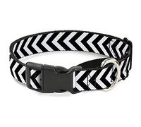 Buckle-Down Chevron3 Martingale Collar de Perro, Blanco/Negro, 1" de Ancho, para Cuello de 15-26 Pulgadas, Grande