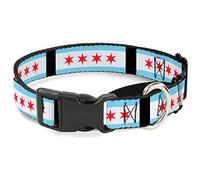 Buckle-Down Chicago Bands/Martingale Collar de Perro, Negro, 3,81 cm, Ancho, Cuello, pequeño, de 33 a 46 cm