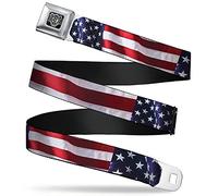 Buckle-Down Cinturón con hebilla de cinturón de seguridad, primer plano vívido de la bandera estadounidense, Primer plano vívido de la bandera estadounidense, Kid - 1.0" Wide - 20-36" Long