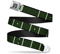 Buckle-Down Cinturón con hebilla para cinturón de seguridad, cuello de guitarra, Negro/blanco/verde lima, Regular - 1.5" Wide - 24-38" Long