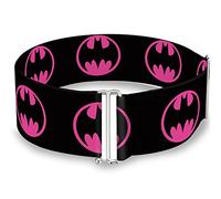 Buckle-Down Cinturón de cintura para mujer, Batman Signal 4, Negro/fucsia, Regular 23 to 44 inch