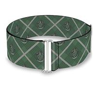 Buckle-Down Cinturón de cintura para mujer, diseño de escudo de Slytherin de Harry Potter, a cuadros, verde y gris, Multicolor, X-Large 28 to 52 inch