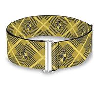 Buckle-Down Cinturón de cintura para mujer, diseño de Harry Potter Hufflepuff Crest Plaid/Amarillo/Gris, Multicolor, Regular 23 to 44 inch