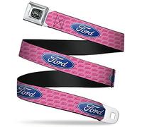 Buckle-Down Cinturón de seguridad - Ford Oval con texto rosa repetición - 1 pulgada de ancho - 20-36 pulgadas de largo, Multicolor, 1.0" Wide - 20-36 Inches in Length
