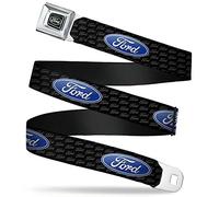 Buckle-Down Cinturón de seguridad - Ford Oval REPEAT con texto - 1 pulgada de ancho - 20-36 pulgadas de largo, Multicolor, 1.0" Wide - 20-36 Inches in Length
