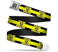 Buckle-Down Cinturón de Seguridad Regular, Precaución Biohazard Negro/Amarillo, 1.5" Wide, 24/38" Long para Hombre