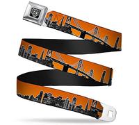 Buckle-Down Cinturón de seguridad - San Francisco Vivid Skyline Naranja Fade/Negro - 1 pulgada de ancho - 20-36 pulgadas de largo, Naranja/Negro, Regular - 1.5" Wide - 24-38" Long