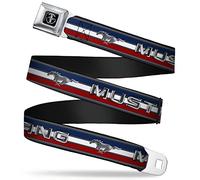 Buckle Down Cinturón de seguridad texto mustang cinturón w raya tri-bar para hombre X-Grande Multicolor