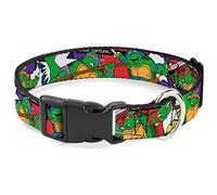 Buckle-Down Classic TMNT Action Poses/Team Turtles Collar de Clip de plástico, 1/2 "x 8-12"/Medium