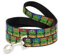 Buckle-Down Classic TMNT - Bloques de Cara Negro/Multicolor para Mascota, 6 '-1/2"