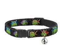 Buckle-Down Classic TMNT Expessions/Battle Gear Gray/Multicolor Breakaway Cat Collar, 1/2" x 8-12"/Medium