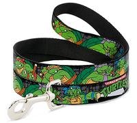Buckle-Down Classic TMNT Group Pose4 in Sewer/TMNT Logo Pet Leash, 6 '-1.5"