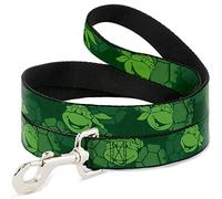 Buckle-Down Classic TMNT Turtle Faces2 Greens Pet Leash, 6 '-1/2"