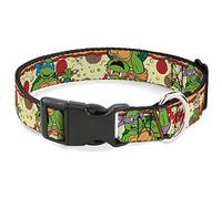Buckle-Down Classic TMNT Turtle Pizza - Collar de plástico con Clip, 1/2" x 9-15"/Grande