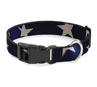 Buckle-Down - Collar con Clip de plástico con diseño de la Bandera de Estados Unidos con Estrellas vivas C/U, Color Azul y Blanco, 2,5 x 38 x 66 cm