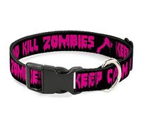 Buckle-Down Collar con clip de plástico - Keep Calm and Kill Zombies negro/rosa