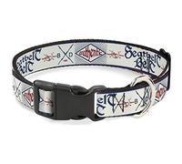 Buckle-Down Collar de Clip de plástico, cinturón de Seguridad auténtico de BD, Blanco/Azul/Rojo, 1 Pulgada de Ancho, se Adapta a Cuello de 15 a 26 Pulgadas, Grande