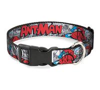 Buckle-Down Collar de Clip de plástico - Classic Ant-Man 3-Poses/Comic Stacked Grays/Negro/Rojo