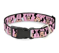 Buckle-Down Collar de Clip de plástico, diseño de Minnie Mouse Expressions, Lunares Rosa/Blanco, 1/2 Pulgada de Ancho, se Adapta a Cuello de 6 a 9 Pulgadas, pequeño