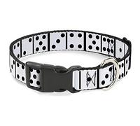 Buckle-Down Collar de Clip de plástico, dominó Negro/Blanco/Negro, 1 Pulgada de Ancho, se Adapta a Cuello de 11 a 17 Pulgadas, Mediano