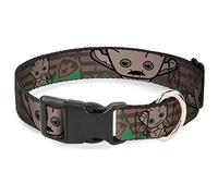 Buckle-Down Collar de clip de plástico - Kawaii Groot 2 posturas/insignia de guardianes marrón/verde