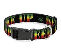 Buckle-Down Collar de Clip de plástico - Keep Calm and Smoke Up Negro/Rasta