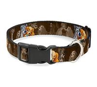 Buckle-Down Collar de Clip de plástico - Lady and Tramp 2 Poses/Espagueti Beso Escena Marrones, Poliéster, 1" W-9-15 Neck-Small
