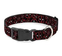 Buckle-Down Collar de clip de plástico, logotipo de Deadpool salpicado en negro/rojo/blanco