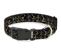 Buckle-Down Collar de Clip de plástico - Peace Heart Black/Rainbow Ombre