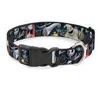 Buckle-Down Plastic Clip Collar-Nightmare Before Christmas Moda para Mascotas, poliéster, Multicolor, 1.5" Wide - Fits 13-18" Neck - Small