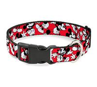 Buckle-Down Collar de Clip de plástico, Poses de Mickey Mouse dispersas, Rojo/Negro/Blanco, 1/2 Pulgada de Ancho, se Adapta a Cuello de 6 a 9 Pulgadas, pequeño
