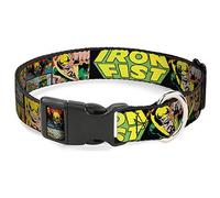 Buckle-Down Collar de Clip de plástico - Retro Iron First Action Pose/Comic Scene Blocks Negro/Verde/Amarillo