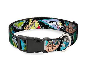 Buckle-Down Collar de Clip de plástico - Rocko's Modern Life - Retratos de Personajes/Triángulos Negro/Azul