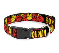 Buckle-Down Collar de Clip de plástico - The Invincible Iron Man Poses de acción Negro/Rojo/Amarillo