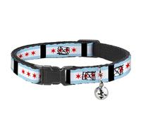 Buckle-Down Collar de Gato Breakaway - Banderas de Chicago/Negro