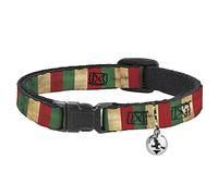 Buckle-Down Collar de gato Breakaway con campana, bandera de Italia continua vintage, 8.5 a 12 pulgadas de largo x 0.5 pulgadas de ancho