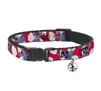 Buckle-Down Collar de gato Breakaway Lilo Stitch 4 posturas Lilo vestido hojas rojo marfil 8 a 12 pulgadas 0.5 pulgadas de ancho