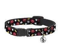 Buckle-Down Collar de Gato Breakaway Mickey Mouse Elementos dispersos Negro de 8 a 12 Pulgadas, 0.5 Pulgadas de Ancho