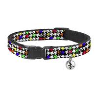 Buckle-Down Collar de gato Breakaway pata de gallo negro blanco multicolor neón de 8 a 12 pulgadas, 0.5 pulgadas de ancho
