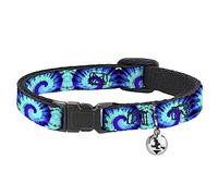 Buckle-Down Collar de Gato Breakaway - Tie Dye Swirl púrpuras/Azules Ancho - Se Adapta a Cuello de 8 a 12 Pulgadas - M, Poliéster, 0, 1/2" Wide - Fits 8-12" Neck - Medium