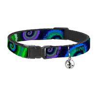 Buckle-Down Collar de gato Breakaway Tie Dye Swirl verde, azul y morado, de 8 a 12 pulgadas, 0.5 pulgadas de ancho