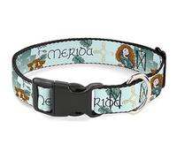 Buckle-Down Collar de perro con clip de plástico Brave Merida Castle and Three Bear Brothers Pose con escritura de 13 a 17 pulgadas de ancho