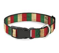 Buckle-Down Collar de perro con clip de plástico con bandera de Italia continua vintage de 9 a 15 pulgadas, 0.5 pulgadas de ancho