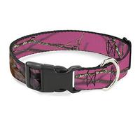 Buckle-Down Collar de perro con clip de plástico de roble musgoso, raíces campestres, camuflaje, fucsia, de 8 a 12 pulgadas, 0.5 pulgadas de ancho