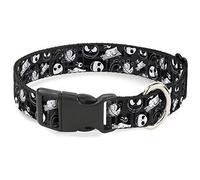 Buckle-Down Collar de perro con clip de plástico Pesadilla antes de Navidad Jack Scary Teddy Killer Duck2 de 8 a 12 pulgadas, 0.5 pulgadas de ancho