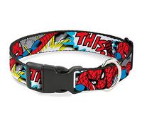 Buckle-Down Collar de Perro con Clip de plástico Spider Man Action Verbiage 6 a 9 Pulgadas 0.5 Pulgadas de Ancho
