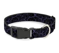 Buckle-Down Collar de perro con hebilla de plástico, liberación rápida, fácil de ajustar, mármol negro y morado, 9.5 a 14.5 pulgadas de ancho